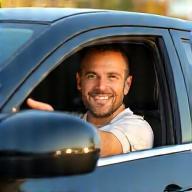 Happy customer driving away